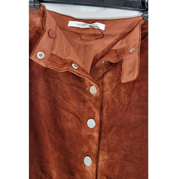 DVF Diane von Furstenberg Gracelynn Suede Skirt, Brown (Rust), Womens size 8 - Picture 4 of 9